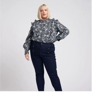 Erdem x Universal Standard Blue Floral Kalina Blouse